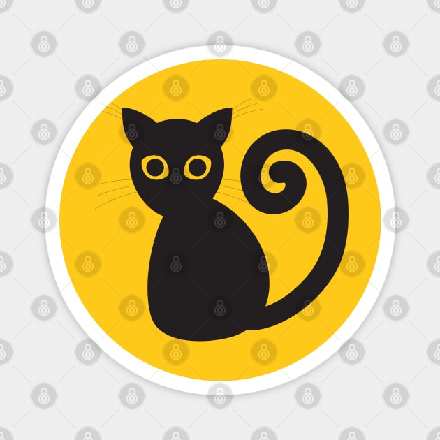 Black vector cat with orange eyes Magnet by Bwiselizzy